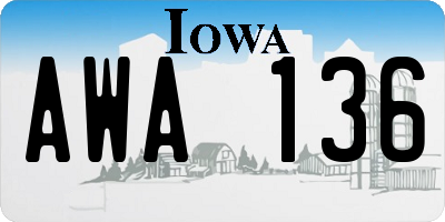 IA license plate AWA136