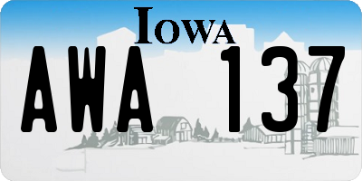 IA license plate AWA137