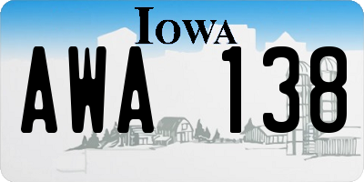 IA license plate AWA138