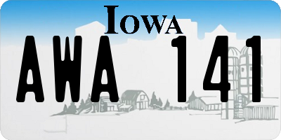 IA license plate AWA141