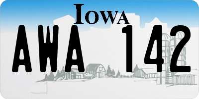 IA license plate AWA142