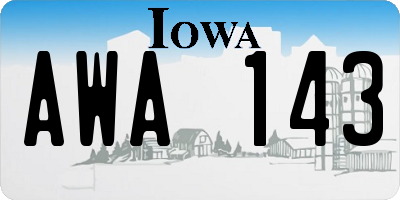 IA license plate AWA143