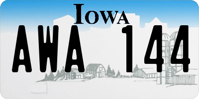 IA license plate AWA144