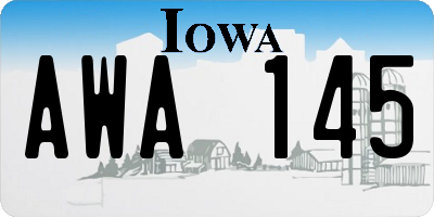 IA license plate AWA145