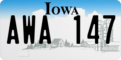 IA license plate AWA147
