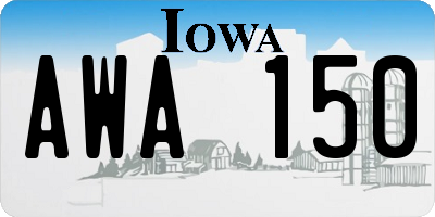 IA license plate AWA150