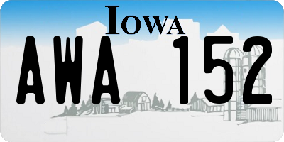 IA license plate AWA152