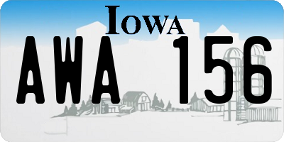 IA license plate AWA156
