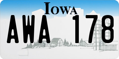 IA license plate AWA178