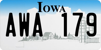 IA license plate AWA179