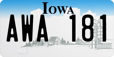 IA license plate AWA181