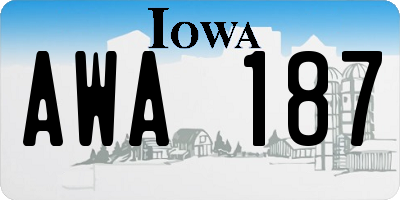 IA license plate AWA187