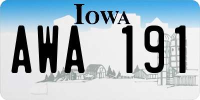 IA license plate AWA191