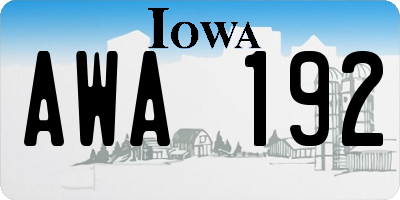 IA license plate AWA192