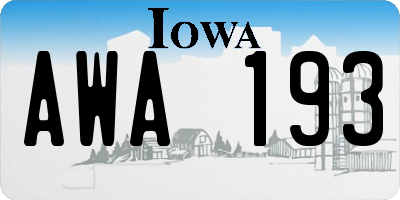 IA license plate AWA193