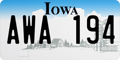 IA license plate AWA194