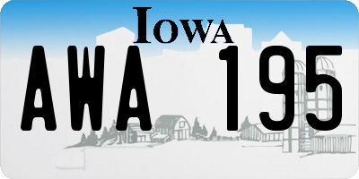 IA license plate AWA195