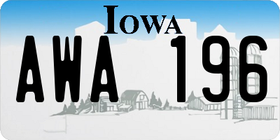 IA license plate AWA196