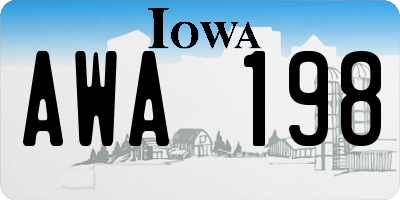 IA license plate AWA198