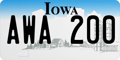 IA license plate AWA200