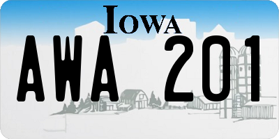 IA license plate AWA201