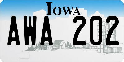 IA license plate AWA202