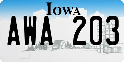 IA license plate AWA203