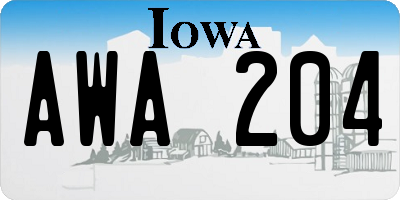 IA license plate AWA204