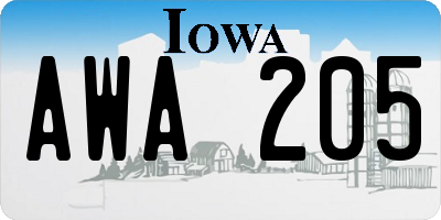 IA license plate AWA205