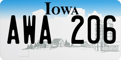 IA license plate AWA206