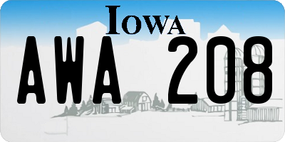 IA license plate AWA208