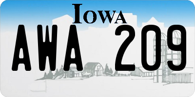IA license plate AWA209