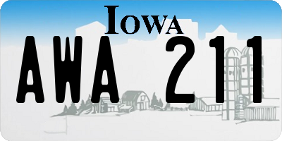 IA license plate AWA211