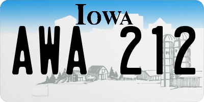 IA license plate AWA212