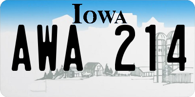 IA license plate AWA214