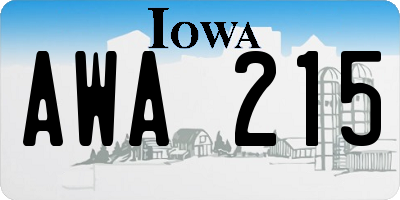 IA license plate AWA215