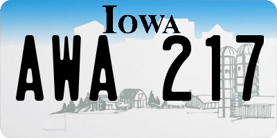 IA license plate AWA217