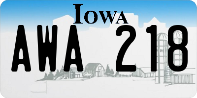 IA license plate AWA218