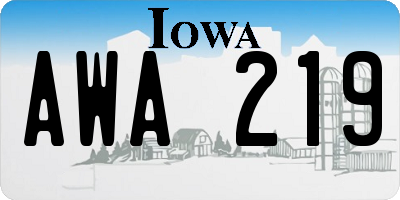 IA license plate AWA219