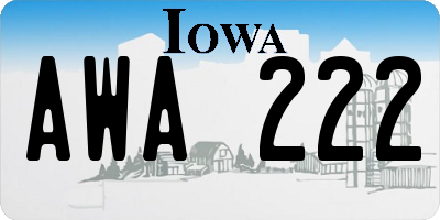 IA license plate AWA222