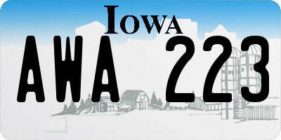 IA license plate AWA223