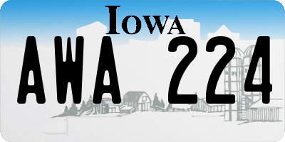 IA license plate AWA224