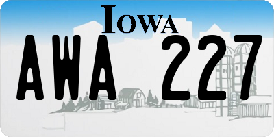 IA license plate AWA227
