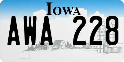 IA license plate AWA228
