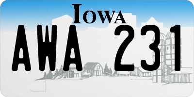 IA license plate AWA231