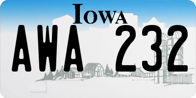 IA license plate AWA232
