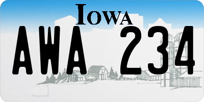 IA license plate AWA234