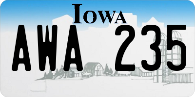 IA license plate AWA235