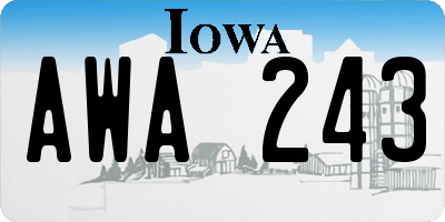 IA license plate AWA243