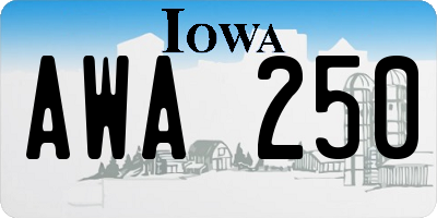 IA license plate AWA250